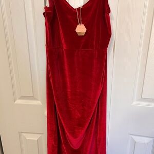 Red Maternity Velvet Dress